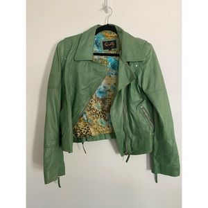 Sage Green Leather Jacket